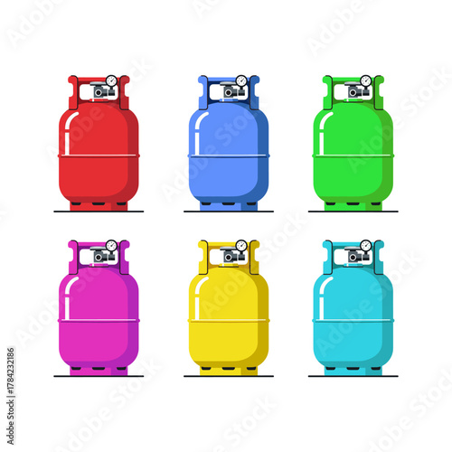 Colorful LPG Gas Cylinders Collection