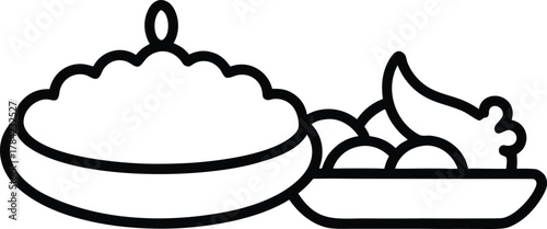 Dinner Entrees Line Art on White Background Transparent Background