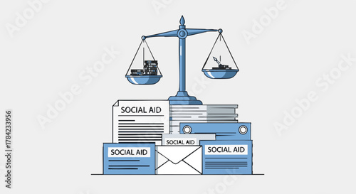 Social Aid Balance - Justice and Support Illustration.