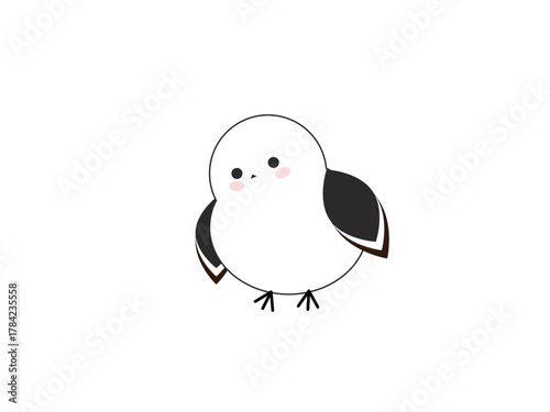 シンプルなほほを染めたシマエナガのイラスト