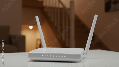 Wireless router on a white surface in a home