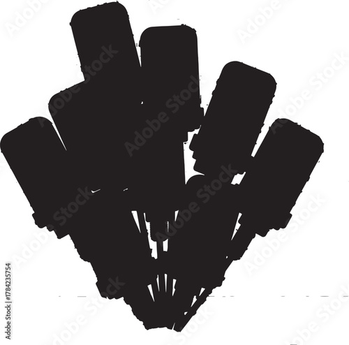 Microphone Array Silhouette: A captivating silhouette of a microphone array, representing the tools of communication and broadcasting in a unique artistic style.