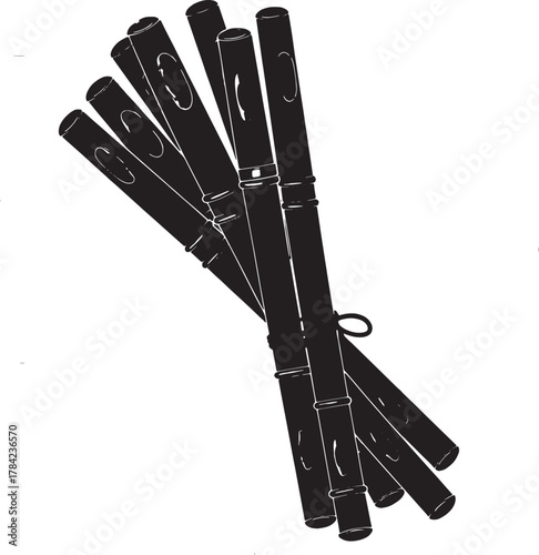 Ink Painting Tools : A collection of ink painting tools is tied, set against a backdrop, ideal for artistic pursuits and stationery-related applications.