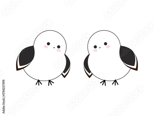 双子のシマエナガのイラスト