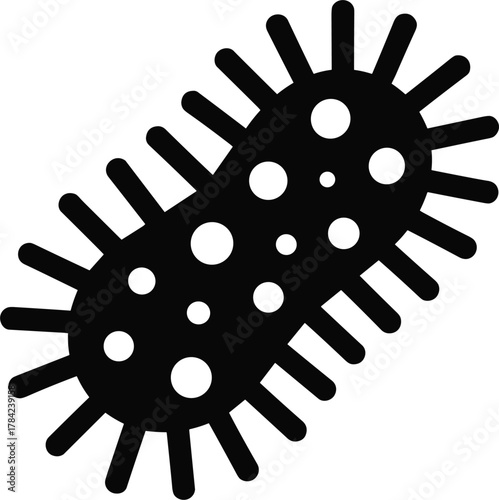 Black icon of a rod shaped bacterium with flagella and internal circles bacteria microbe