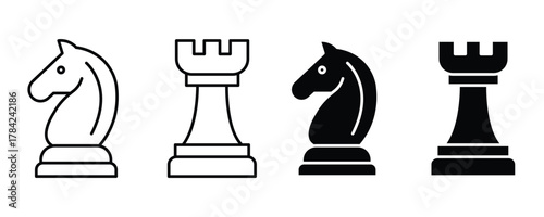 Chess icon set. vector illustration isolated on white background 