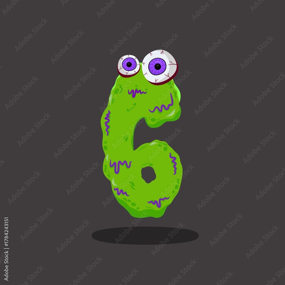 Fototapeta premium Cartoon Halloween numbers, zombie numbers, 1 to 10 numbers ,evil type, funny scary typeface, spooky monster numbers. Vector Halloween numbers .