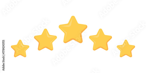 Five star rating symbol. vector illustration. Golden star symbol.