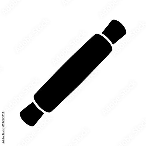 Silhouette of a rolling pin with handle, kitchen and baking tools