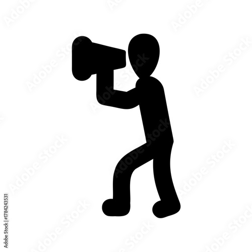 Silhouette of a person speaking loudly using a black megaphone icon