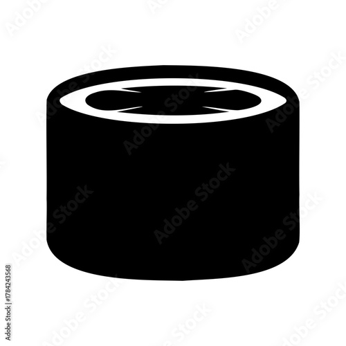 Black cylindrical can on a white background with white top design