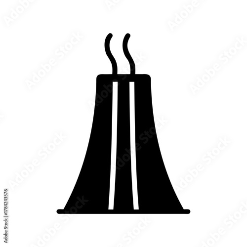 A graphic icon representing a nuclear power plant with steam rising above