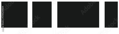 Realistic Polaroid photo frame mockup set. Isolated frame card vintage photography on alpha background. Empty retro snapshot image with white frames. White paper border