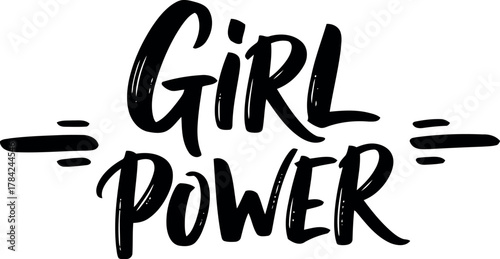 Empowering girl power text art with bold brush stroke typography