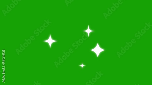 Twinkling star blast motion graphics with green screen background. cartoon sparkle stars twinkling with shiny white cartoon, flat, vector, doodles style stars blinking animation