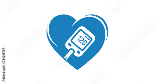 Monitoring blood sugar levels within a healthy heart symbol for diabetes awareness and medical care.