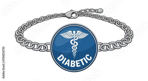 Stylish diabetic alert bracelet with caduceus medical symbol offers vital identification and peace of mind