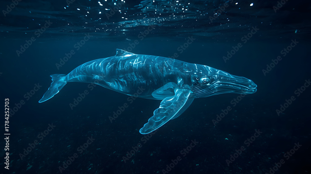 Obraz premium big whale in deep sea