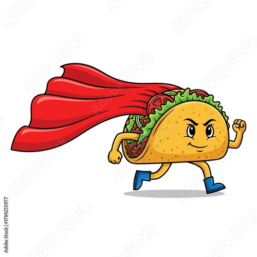 Illustration of a taco superhero with a cape a fun and playful design for food lovers and comic book fans
