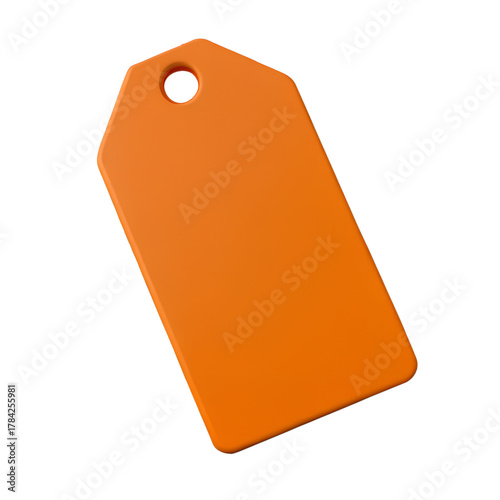 Orange blank price tag isolated on white background