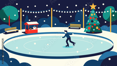 Festive Christmas Ice Skating Night in City Park