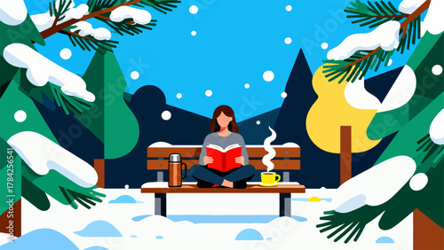 Christmas Reading Under Snowy Pines