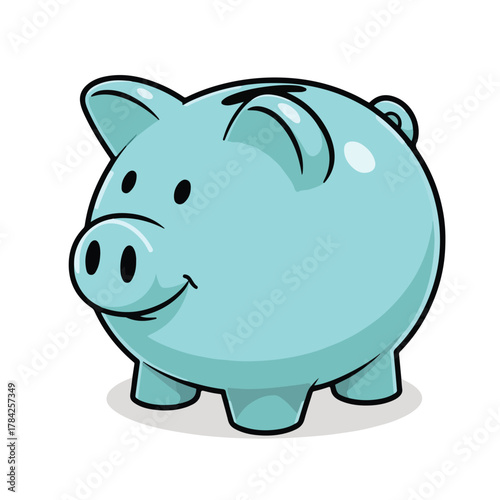 Cute Blue Piggy Bank Saving and Finance Icon