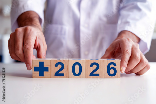 Wallpaper Mural Healthcare Innovation 2026 Medical Future Concept with Doctor and Wooden Blocks Torontodigital.ca