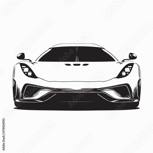 Luxury Sports Car Front Perspective Vector Design on white background
