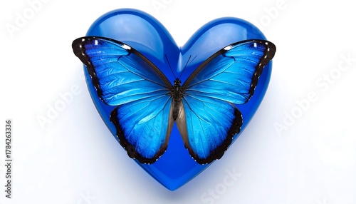 Blue Butterfly on Heart - A Symbol of Transformation and Love.