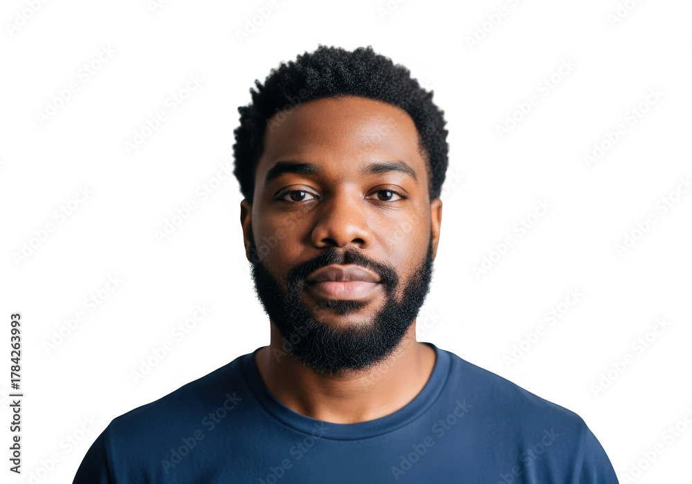 Obraz premium Man with beard wearing blue t shirt isolated on transparent background