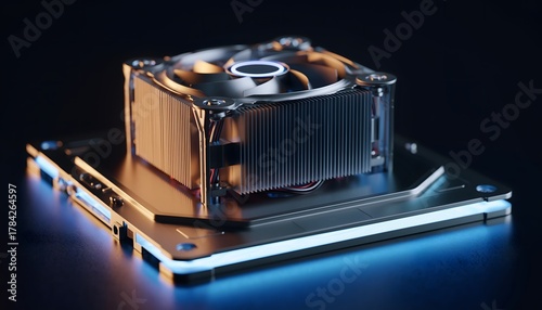 Realistic close-up photo of a high-end processor installed in a dock