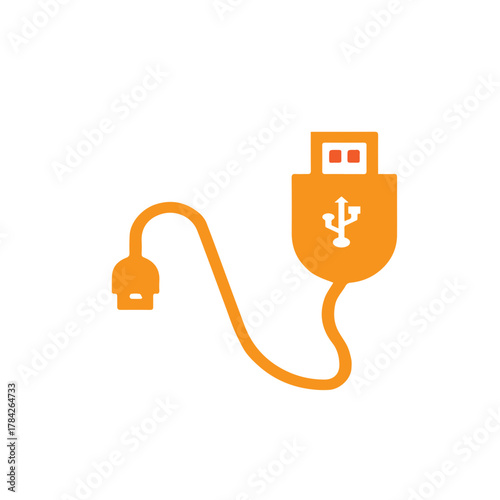 Orange USB cable connector icon