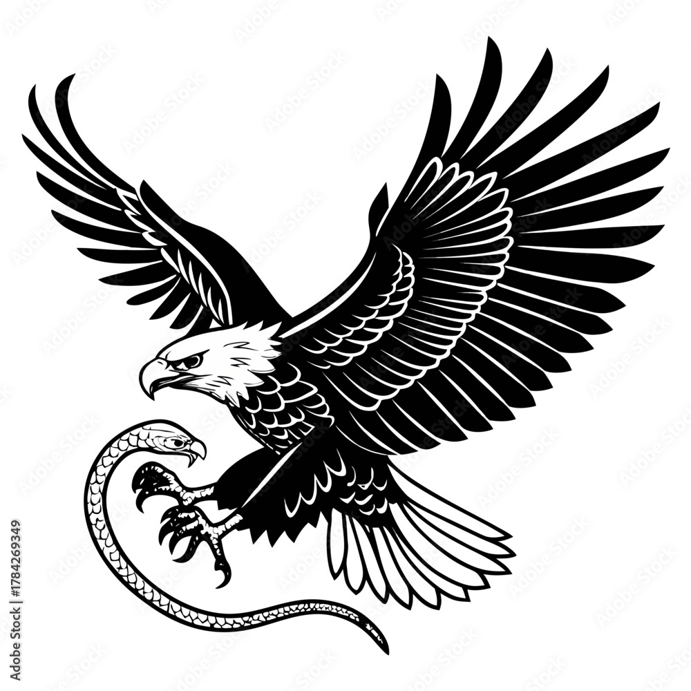 Obraz premium AI generated vector illustration of Flying eagle silhouette symbol of freedom and strength