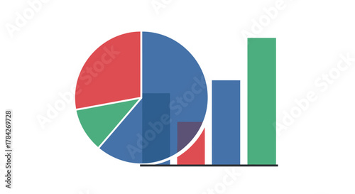 Visual representation of data analysis, combining pie chart and bar graph for comparison.