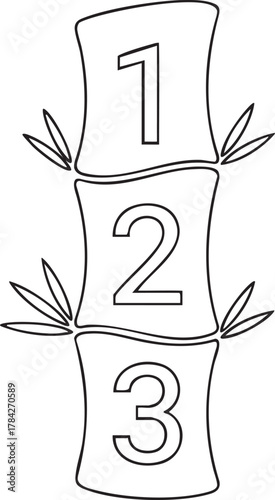 Step-by-Step Procedure: Bamboo Stalk with Numbers 1, 2, 3 Outline Icon