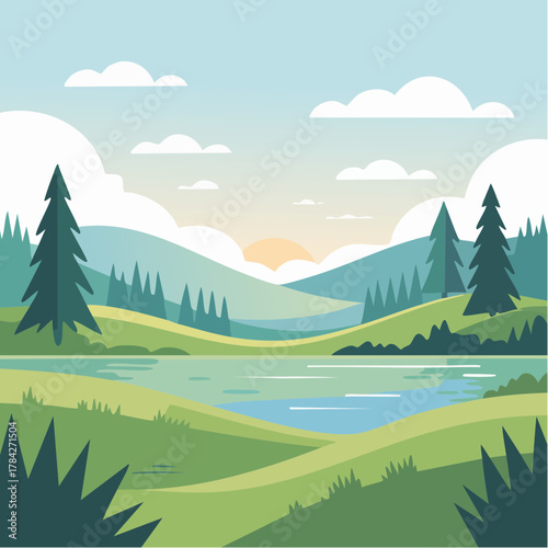 Serene lakeside landscape evoking peace and tranquility, perfect for nature lovers and travel enthusiasts, offering a calming escape to the outdoors