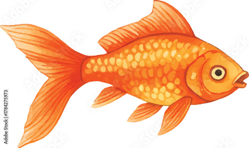 Vector Illustration Vibrant Watercolor Golden Fish Refreshing Summer Icons