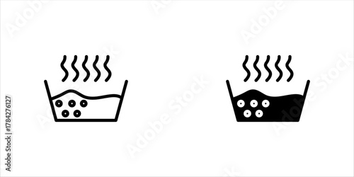 Hot Water icon set in flat version on black and white background vector illustration, eps 10
