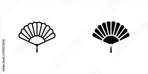 Hand fan icons vectors set in different stroke lines