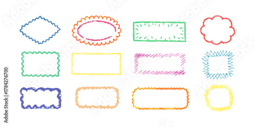 Collection of colorful crayon frames, offering a playful and artistic touch for various design projects and creative presentations
