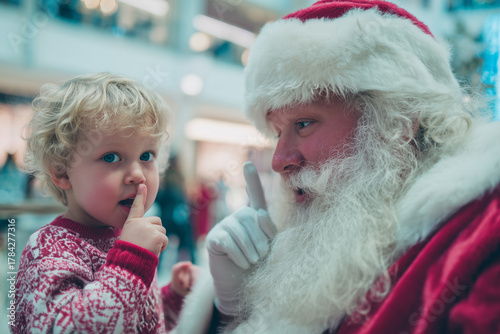 A Young Child Visiting Santa at the Mall