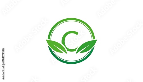 A letter C, in green with a surrounding circle, has two leaf-shaped elements. The design suggests nature, eco-friendliness, and freshness