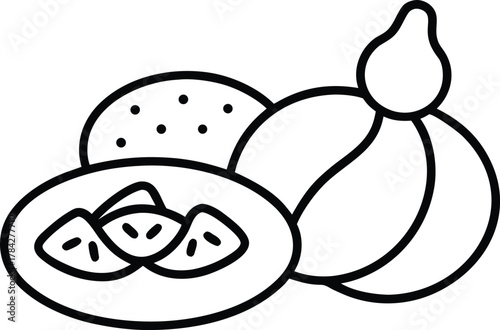 Italian Antipasto Line Art Transparent Background
