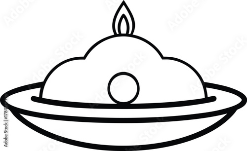 Indian Thali Platter Line Art Transparent Background