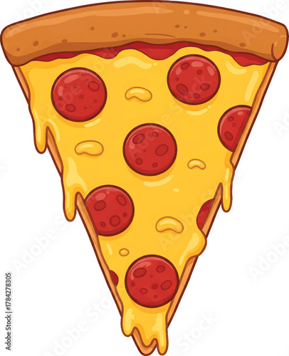 Vector Illustration Delicious Pepperoni Pizza Slice