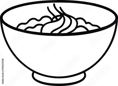 Korean Bibimbap Bowl Line Art Transparent Background