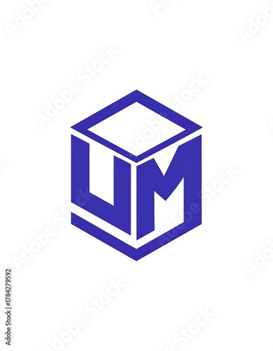 A blue-toned, geometric emblem with 