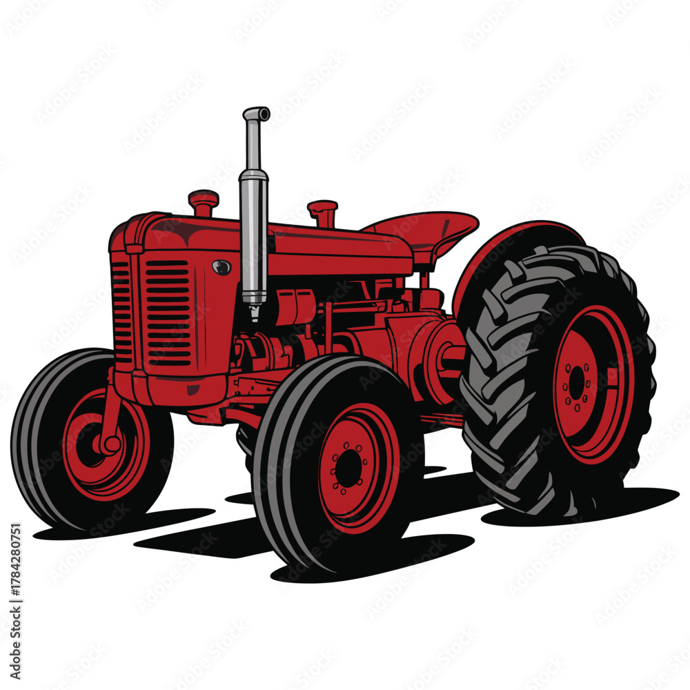 Obraz premium red tractor isolated on white