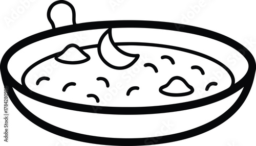 Spanish paella line art transparent background